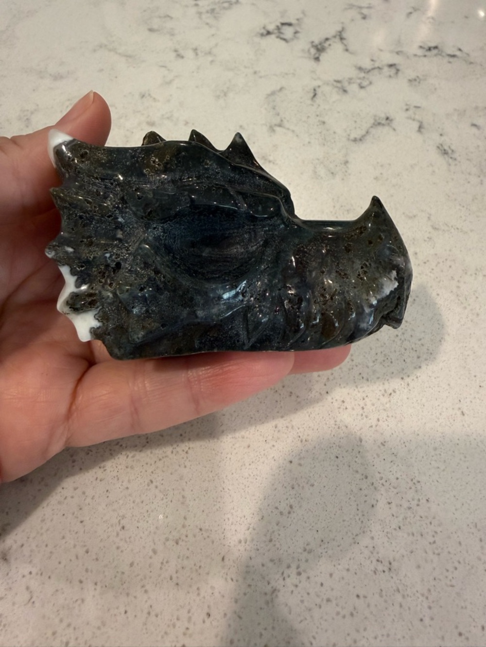 Moss Agate Dragon Head